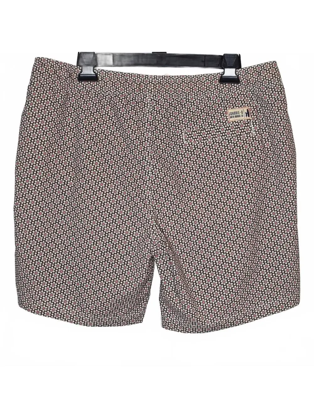 Johnnie-O Men's Brown Floral Daisy Print Swim Trunks Size L